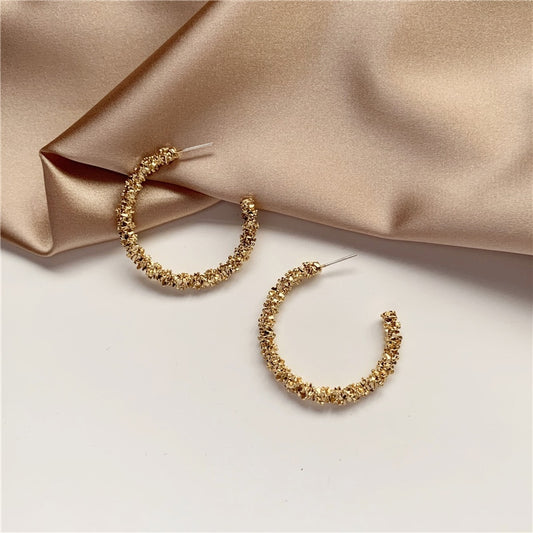 Gold Textured Hoop Earrings