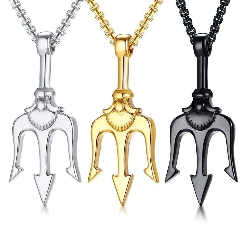 Trident Pendant Chain Necklace