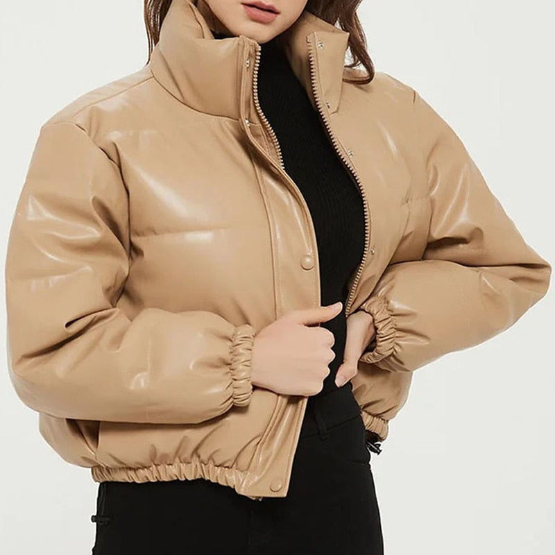 Puff Leather Padded Jacket