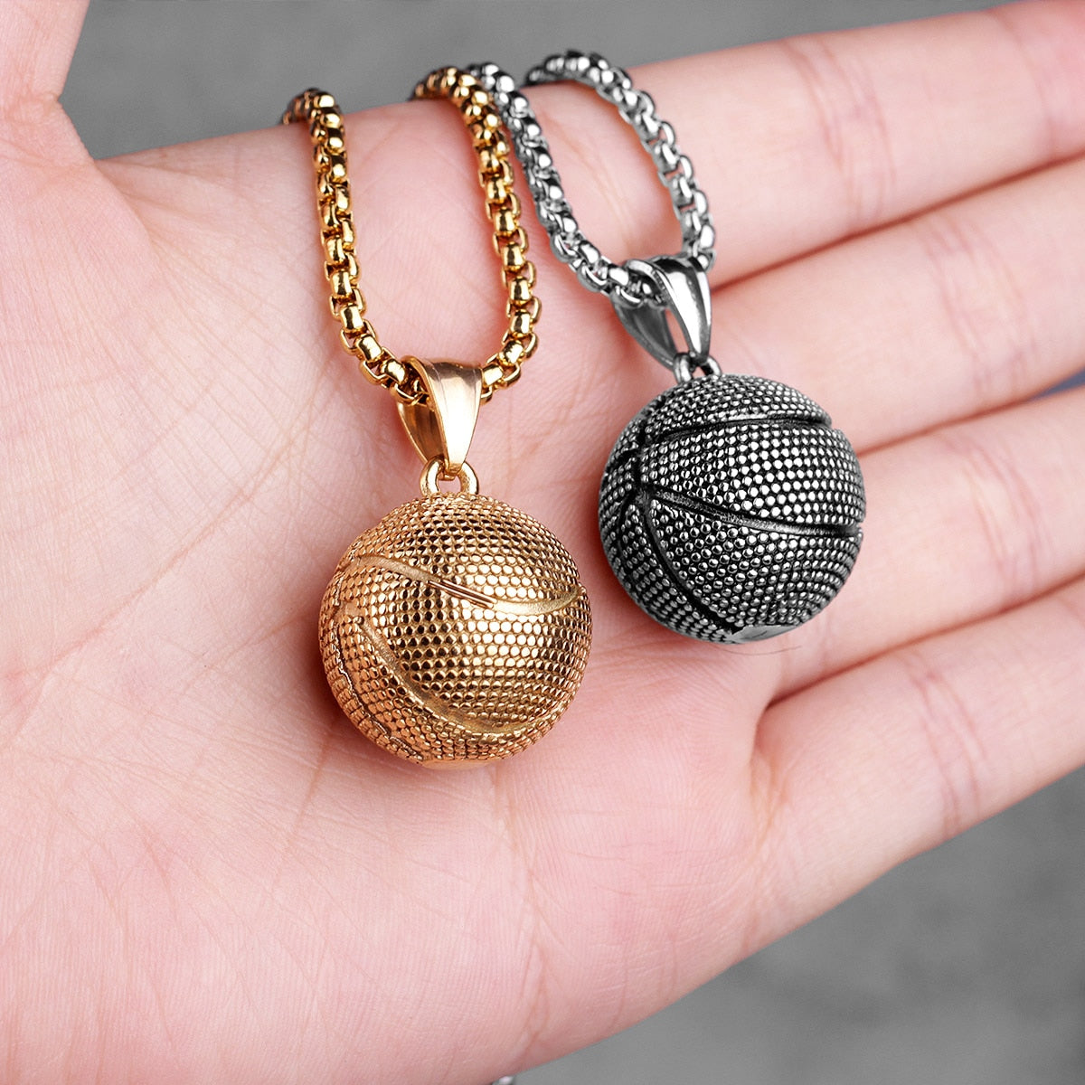 Rhinestone Basketball Pendant Chain Necklace