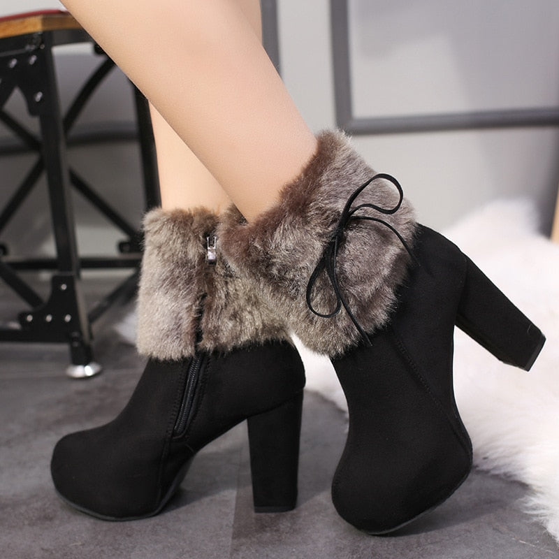 See You There Fur High Heel Booties