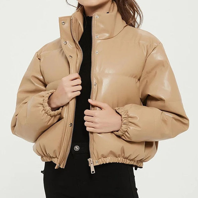 Puff Leather Padded Jacket