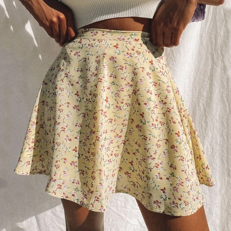 Flower Print Mini Skirt